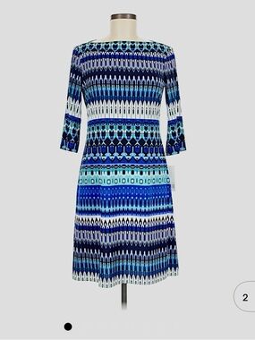 Donna Morgan Blue and Teal Geometric Dress